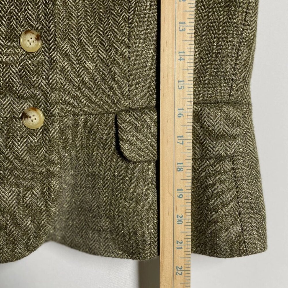 Lauren Ralph Lauren Olive Green Herringbone Wool Blazer - Picture 6 of 7